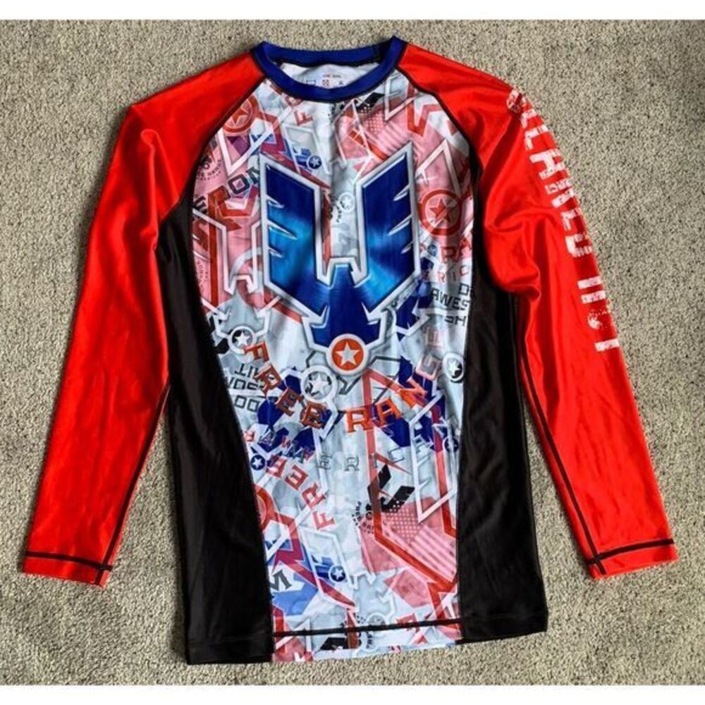 Mens 2XL Long Sleeved Shirt Red White Blue Star Cleared Hot Free Range American‎